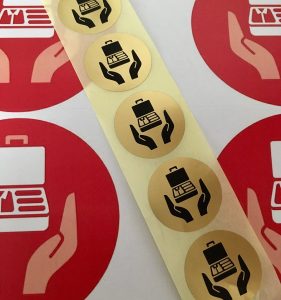 Gold Care stickers for boxes